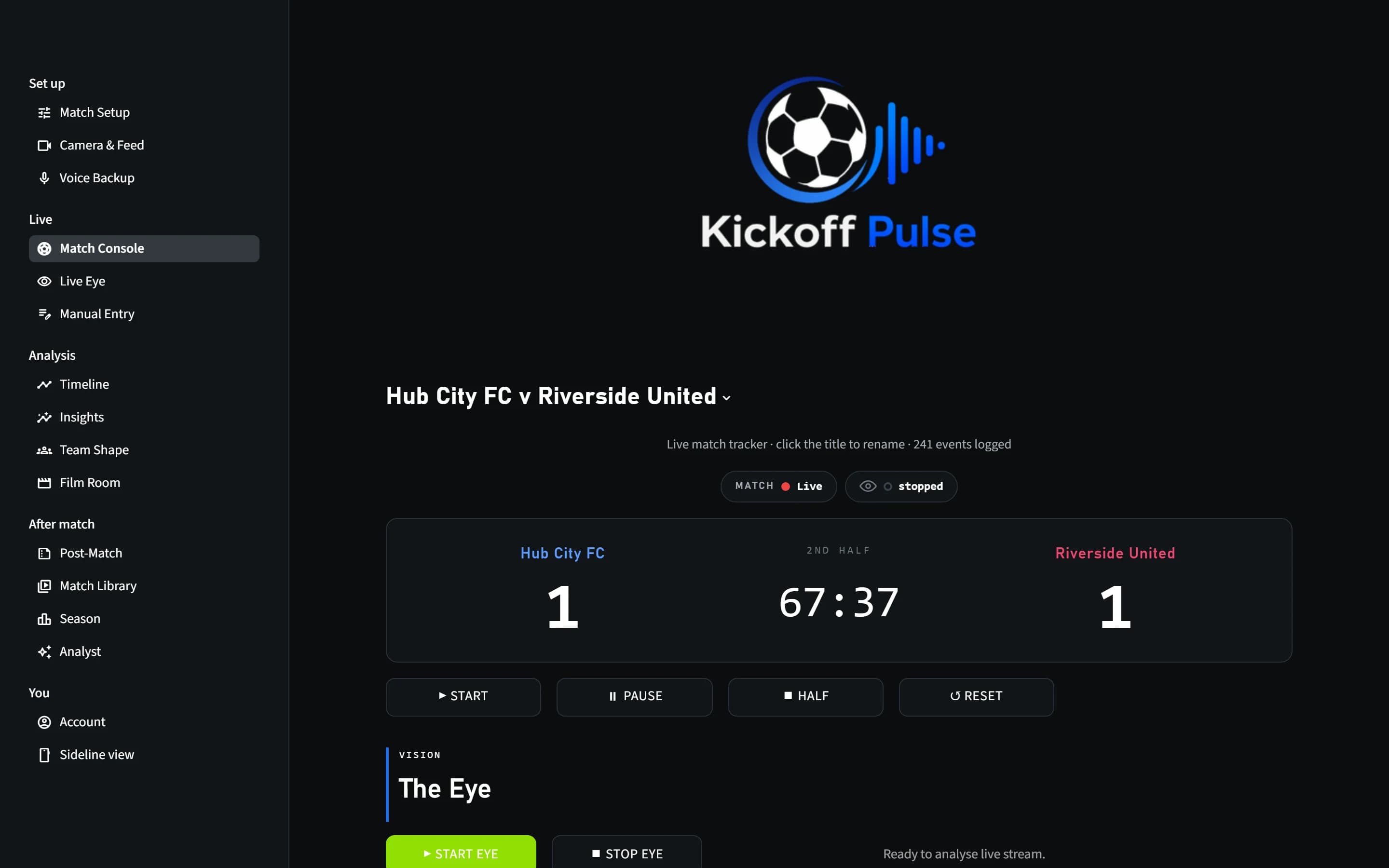 Kickoff Pulse live match capture preview