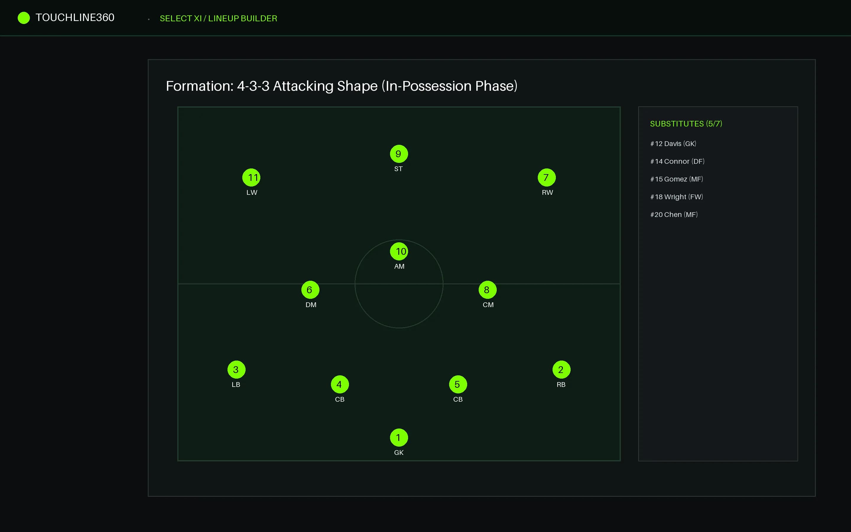 Select XI lineup builder preview